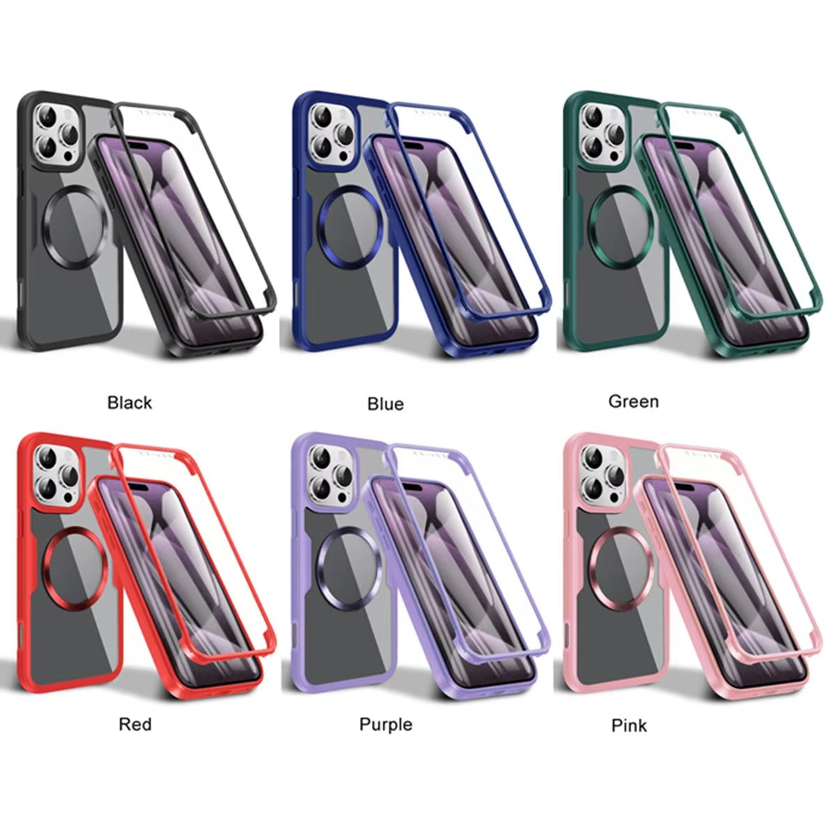 Luxury Apple iPhone Case MagSafe Compatible Ultra Thin Magnetic All Around Protection Cover with Double Touch Clear Design