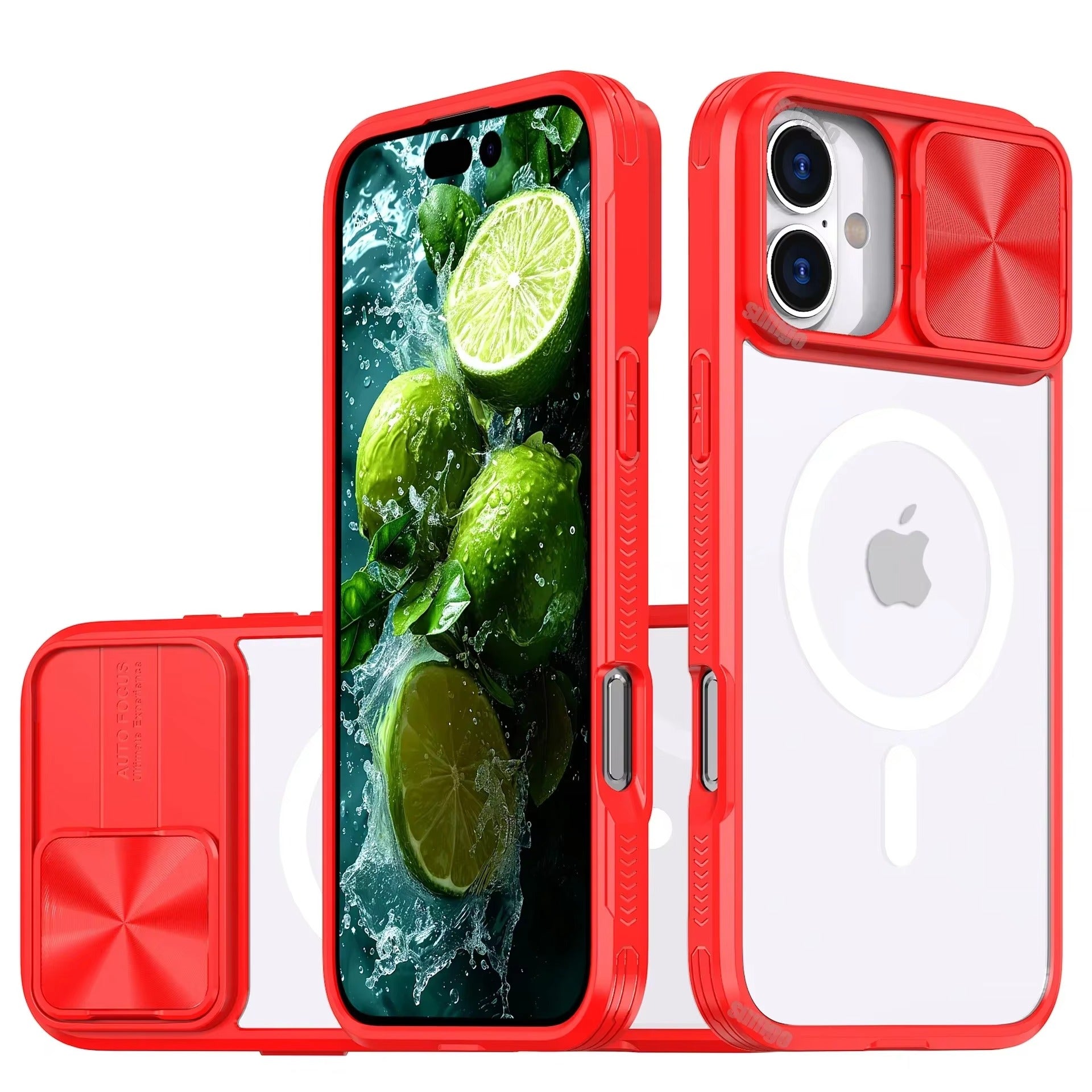 Premium Apple iPhone Case MagSafe Compatible, Camera Lens & Screen Protection, Cover with Slide Lens & Clear Acrylic Back