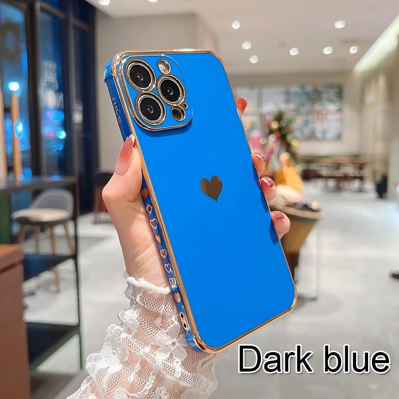 Luxuriöse Apple iPhone Hülle MagSafe-kompatibel, Kameraobjektiv- und Bildschirmschutz, ultradünne stoßfeste magnetische Rundum-Schutzabdeckung mit elektroplattiertem Herzdesign