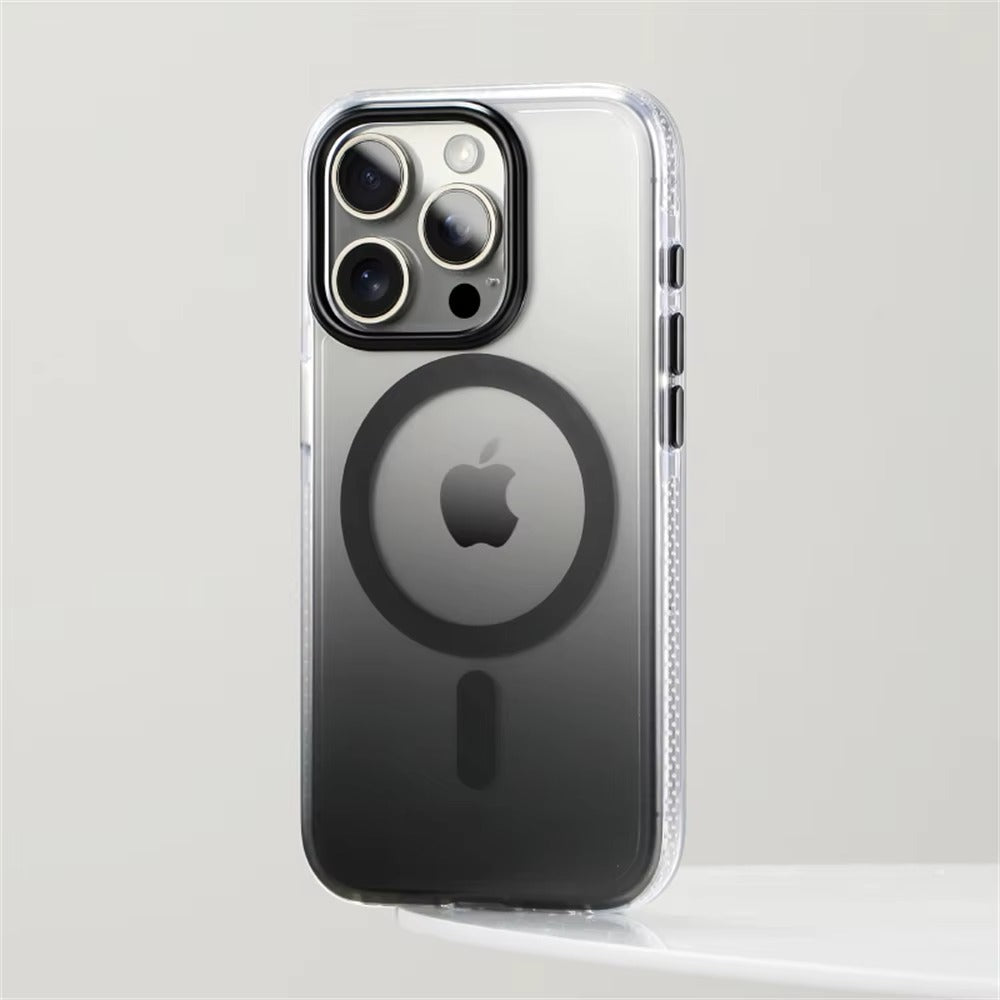 Hochwertige Apple iPhone Hülle, MagSafe-kompatibel, Kameraobjektiv- und Bildschirmschutz, ultradünne stoßfeste magnetische Rundumschutzabdeckung mit Farbverlauf-Bumper und klarem Gehäuse