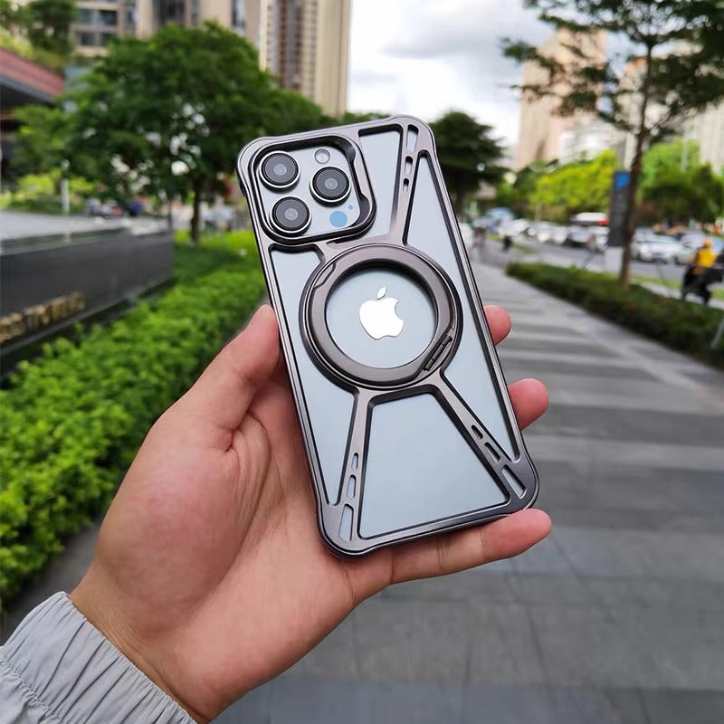 High Quality Apple iPhone Case, MagSafe Compatible, Camera Lens & Screen Protection, Ultra Thin, Shockproof, Magnetic Full All Around Cover – Aluminum Alloy Anti-Fall Case with Invisible Bracket & Metal Frame Design