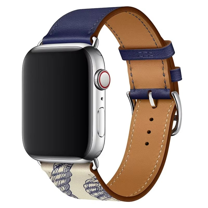 Luxury Genuine Leather Watch Band – Classic, Adjustable, Comfortable Strap for 40mm to 49mm Smartwatches, Men's and Women's