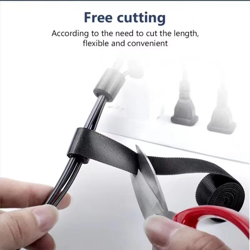 Premium, 1/5M Cable Organizer Tape – Wire Management Winder, Reusable Ties, Protector for iPhone, Headphones, Mouse, Charging
