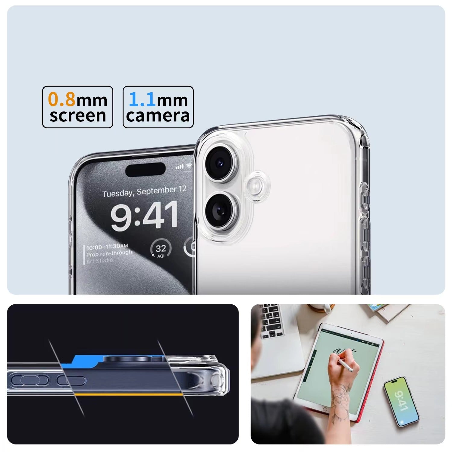 High Quality Apple iPhone Case, MagSafe Compatible, Camera Lens & Screen Protection, Ultra Thin, Shockproof, Magnetic Full All Around Cover – Transparent Soft TPU Gel Case with Crystal Clear Silicone Protection