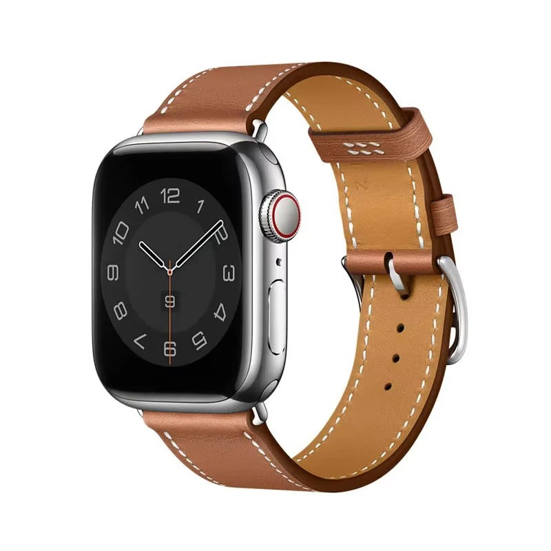 Luxury Genuine Leather Watch Band – Classic, Adjustable, Comfortable Strap for 40mm to 49mm Smartwatches, Men's and Women's