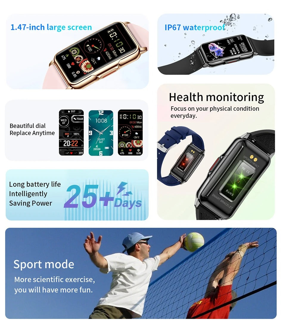 Luxury Smartwatch for Women with Bluetooth Calling – Full Touchscreen Fitness Tracker for iPhone, IP67 Waterproof, Heart Rate
