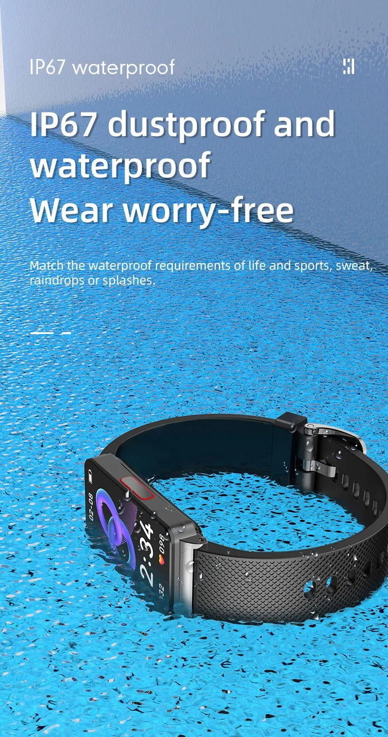 Premium Non-Invasive Blood Glucose Smartwatch – ECG, Heart Rate, Blood Pressure, Oxygen & Temperature Monitor, Waterproof Fitness Tracker with Touchscreen