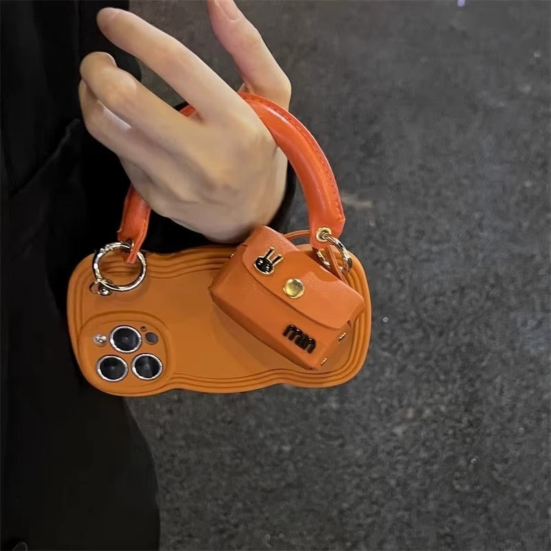 High Quality Apple iPhone Case, MagSafe Compatible, Camera Lens & Screen Protection, Ultra Thin, Shockproof, Magnetic Full All Around Cover – Rabbit-Inspired Portable Case with Headphone Pouch in Orange & Rose Red