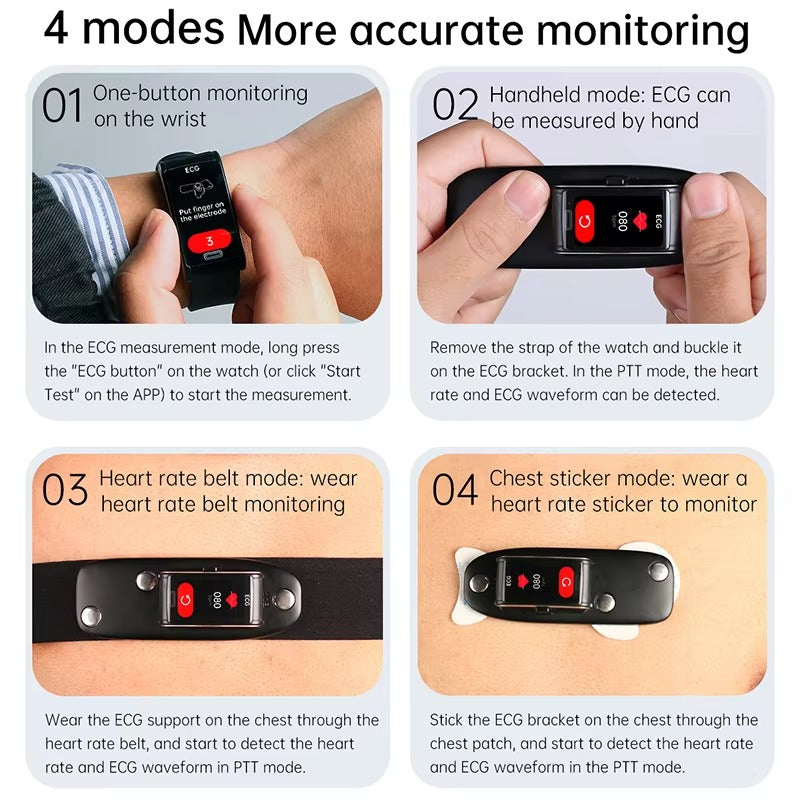 Advanced Health Smartwatch for iPhone – Non-Invasive Blood Glucose Monitor with ECG+PPG, IP68 Waterproof Fitness Tracker
