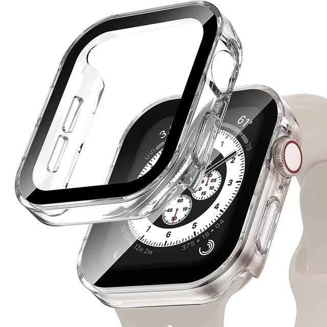 Premium Glass Screen Protector Case – Full Coverage, Straight Edge, Snap-On Protective Cover for 40mm to 49mm Smartwatches