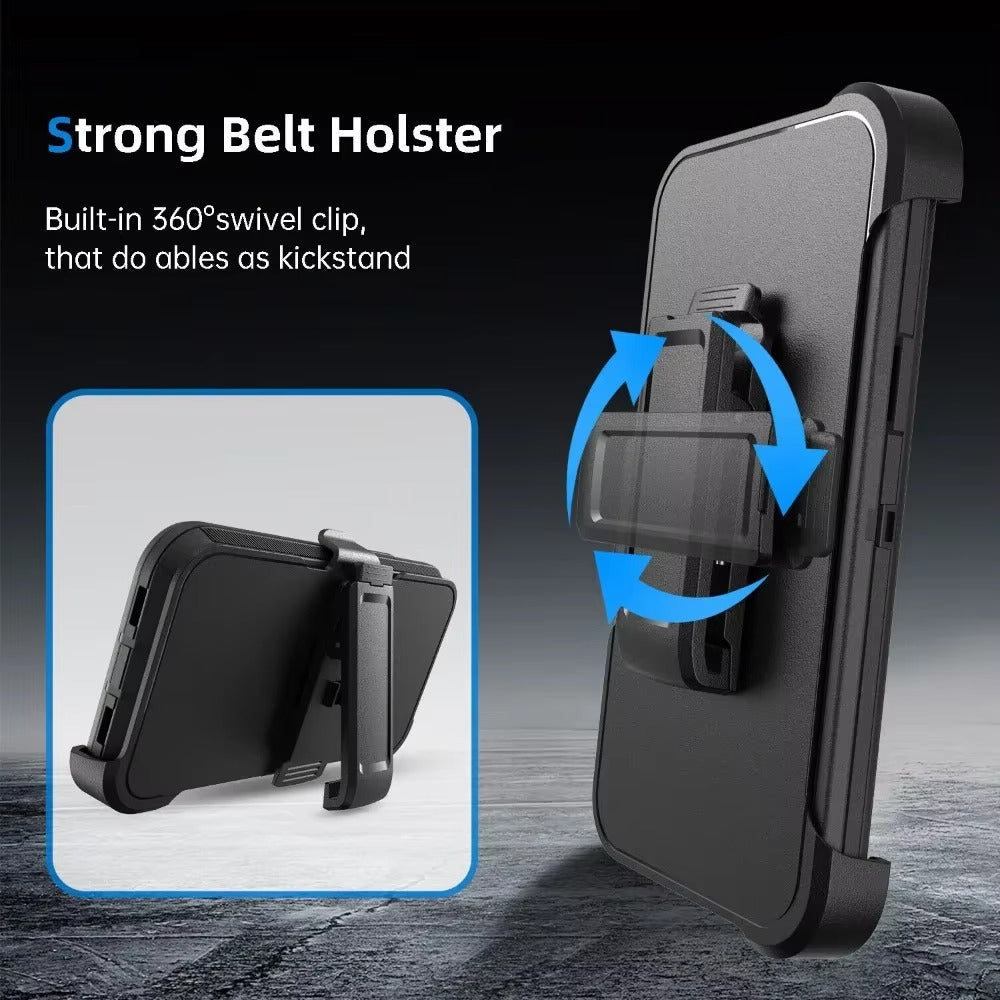 High Quality Apple iPhone Case, MagSafe Compatible, Camera Lens & Screen Protection, Ultra Thin, Shockproof, Magnetic Full All Around Cover – 3-in-1 Rugged Armor Case with Belt Clip & Dual-Layer PC+TPU Protection