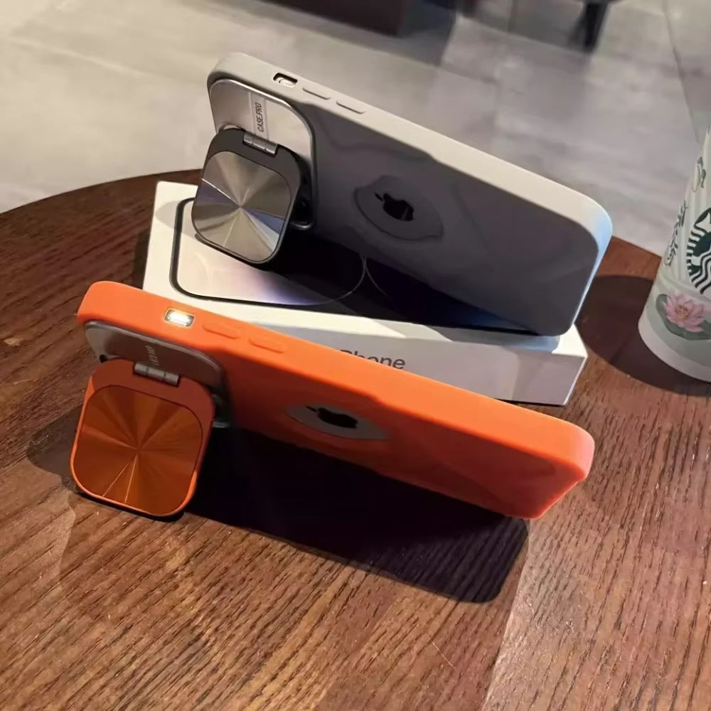 Luxury Apple iPhone Case Ultra Thin Shockproof Magnetic Full All Around Protection Cover with Matte Bracket & Logo Window