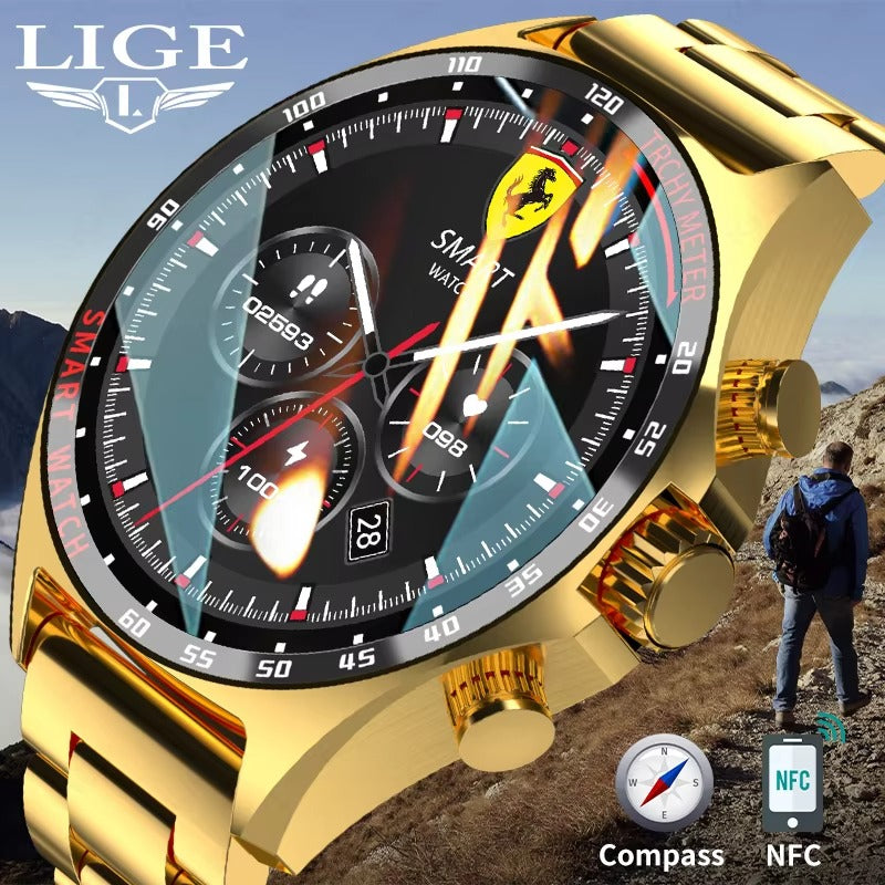 Robust Outdoor Smartwatch for iPhone – NFC Access Control, GPS Positioning, Compass, 400mAh Battery, IP68 Waterproof