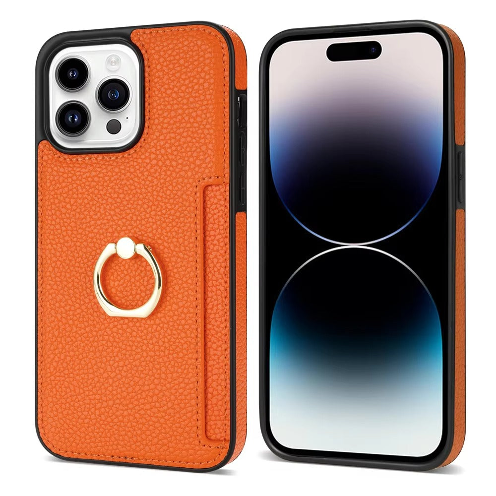 Luxury Card Slot Litchi Leather Apple iPhone Case, MagSafe Compatible, Ultra Thin Magnetic Shockproof Full Cover