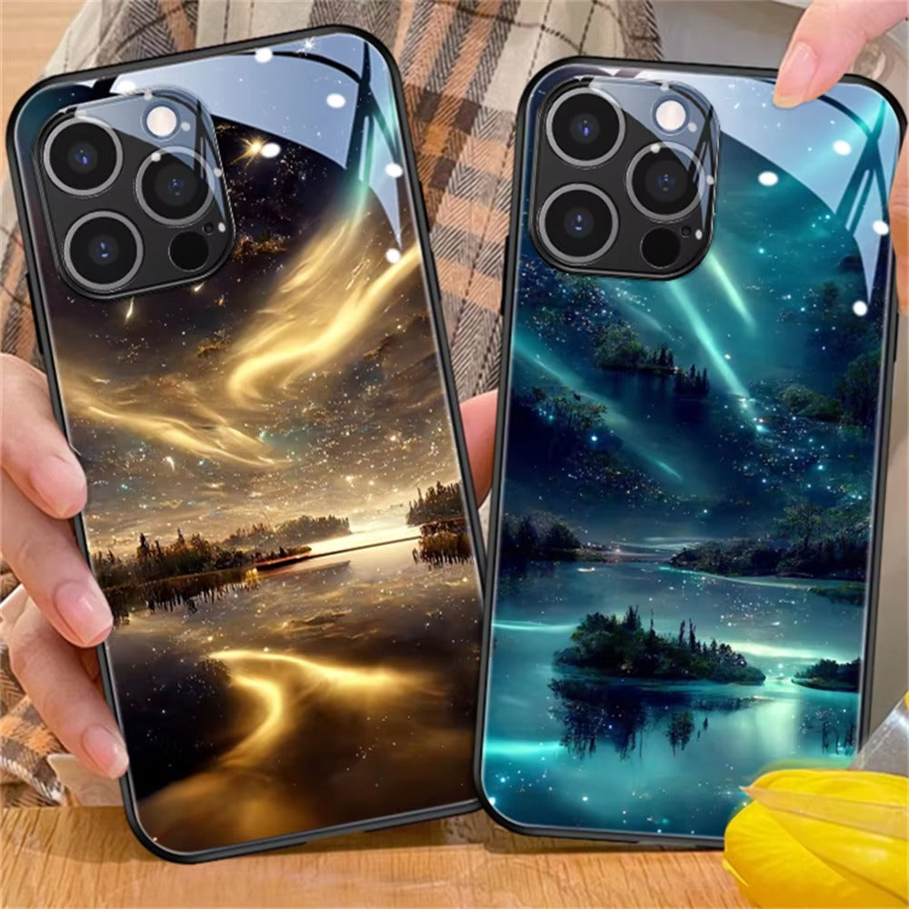 Premium Apple iPhone Case, MagSafe Compatible, Camera Lens and Screen Protection, Ultra Thin, Shockproof, Magnetic, Full All Around Protection, Galaxy LED Glass Cover