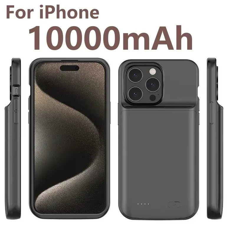 Robuste Apple iPhone Hülle, MagSafe-kompatibel, Kameraobjektiv- und Bildschirmschutz, ultradünne stoßfeste magnetische Rundumschutzabdeckung mit 10000mAh Batterieladegerät