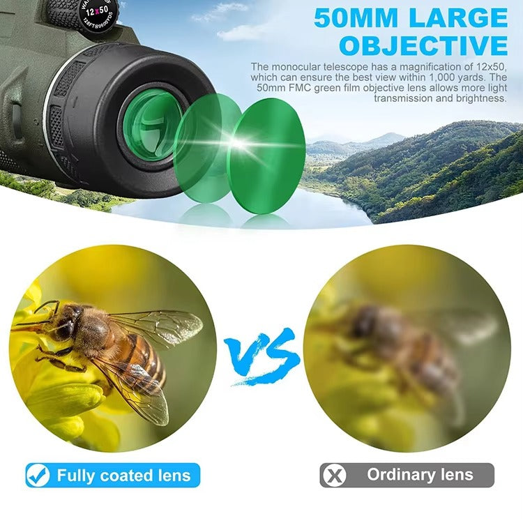 High Quality Portable Zoom HD Telescope – Foldable 5000M Long-Range Mini Monocular for Hunting, Sports, Camping