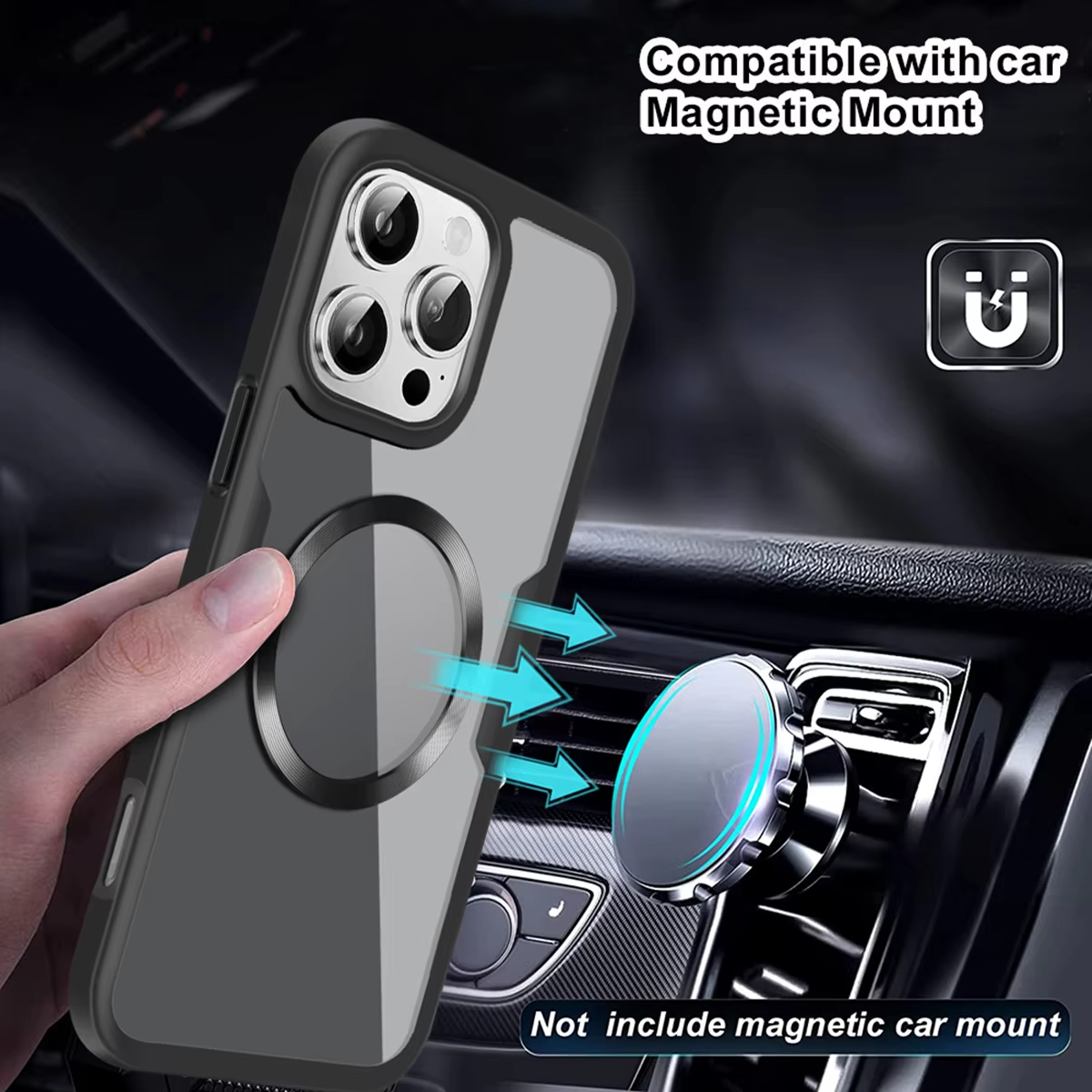 Luxury Apple iPhone Case MagSafe Compatible Ultra Thin Magnetic All Around Protection Cover with Double Touch Clear Design