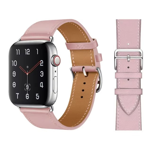 Luxury Genuine Leather Watch Band – Classic, Adjustable, Comfortable Strap for 40mm to 49mm Smartwatches, Men's and Women's