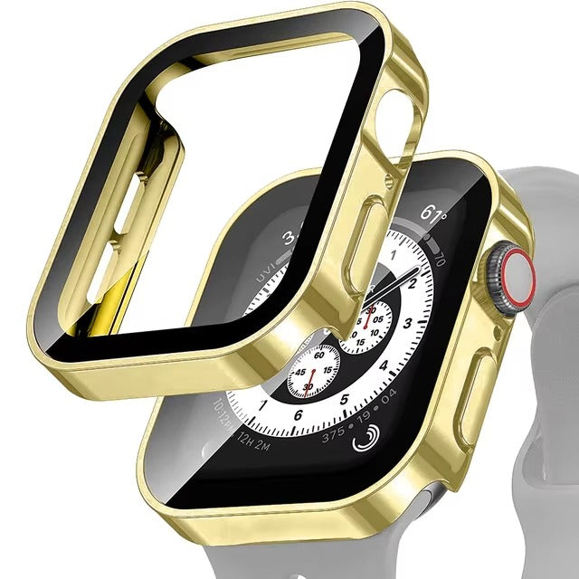 Premium Glass Screen Protector Case – Full Coverage, Straight Edge, Snap-On Protective Cover for 40mm to 49mm Smartwatches