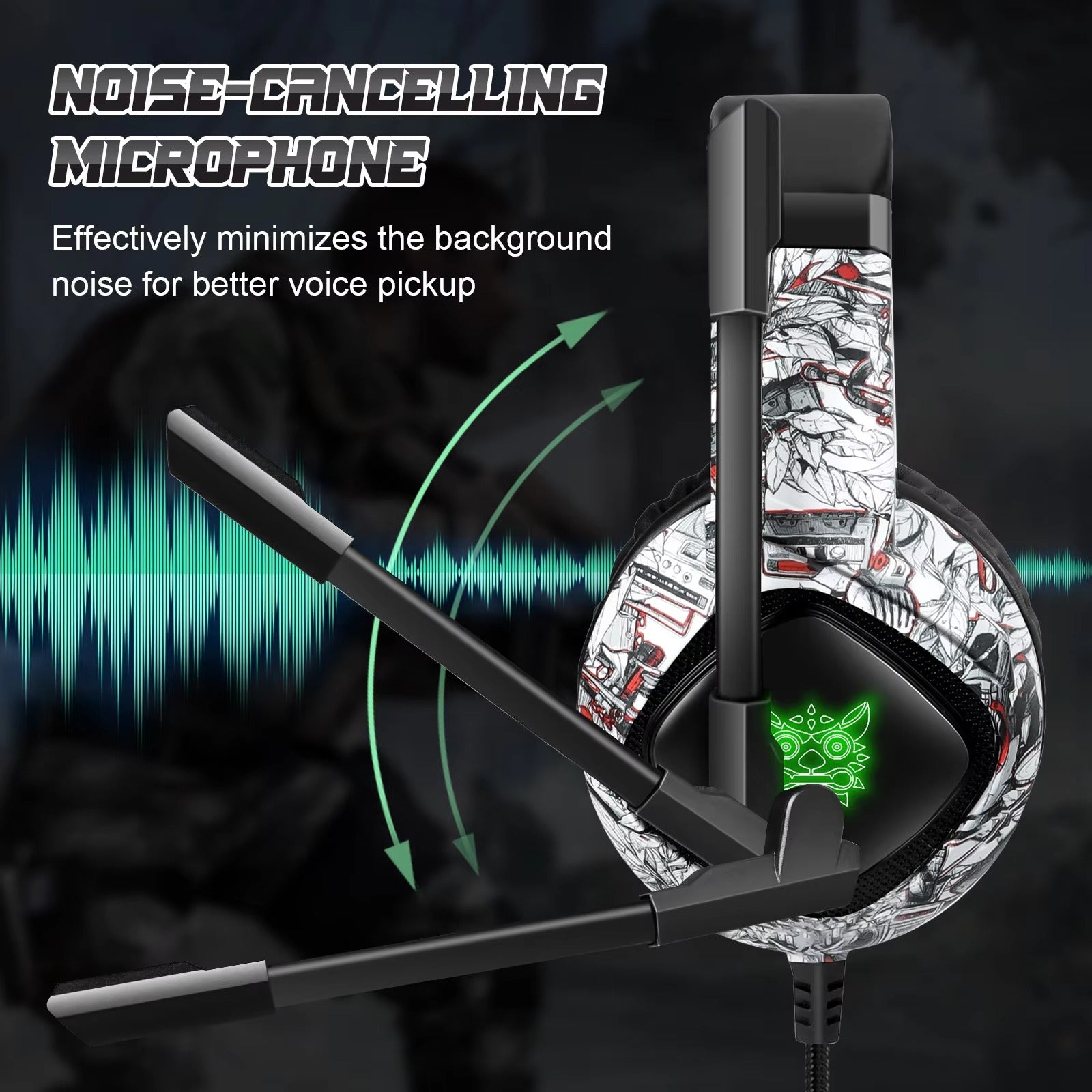 High Quality, Wired Gaming Headset with Microphone Stereo Over-Ear with Clear Sound for Apple Devices and Gaming Consoles