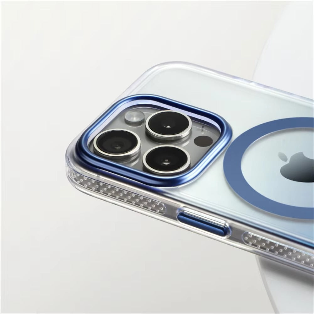Hochwertige Apple iPhone Hülle, MagSafe-kompatibel, Kameraobjektiv- und Bildschirmschutz, ultradünne stoßfeste magnetische Rundumschutzabdeckung mit Farbverlauf-Bumper und klarem Gehäuse