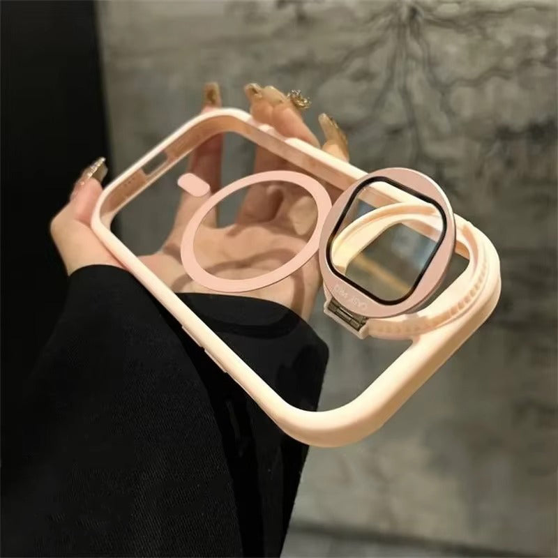 Luxury Apple iPhone Case MagSafe Compatible, Camera Lens & Screen Protection, Ultra Thin Shockproof Magnetic Full All Around Protection Cover with Acrylic Stand & Glass Camera
