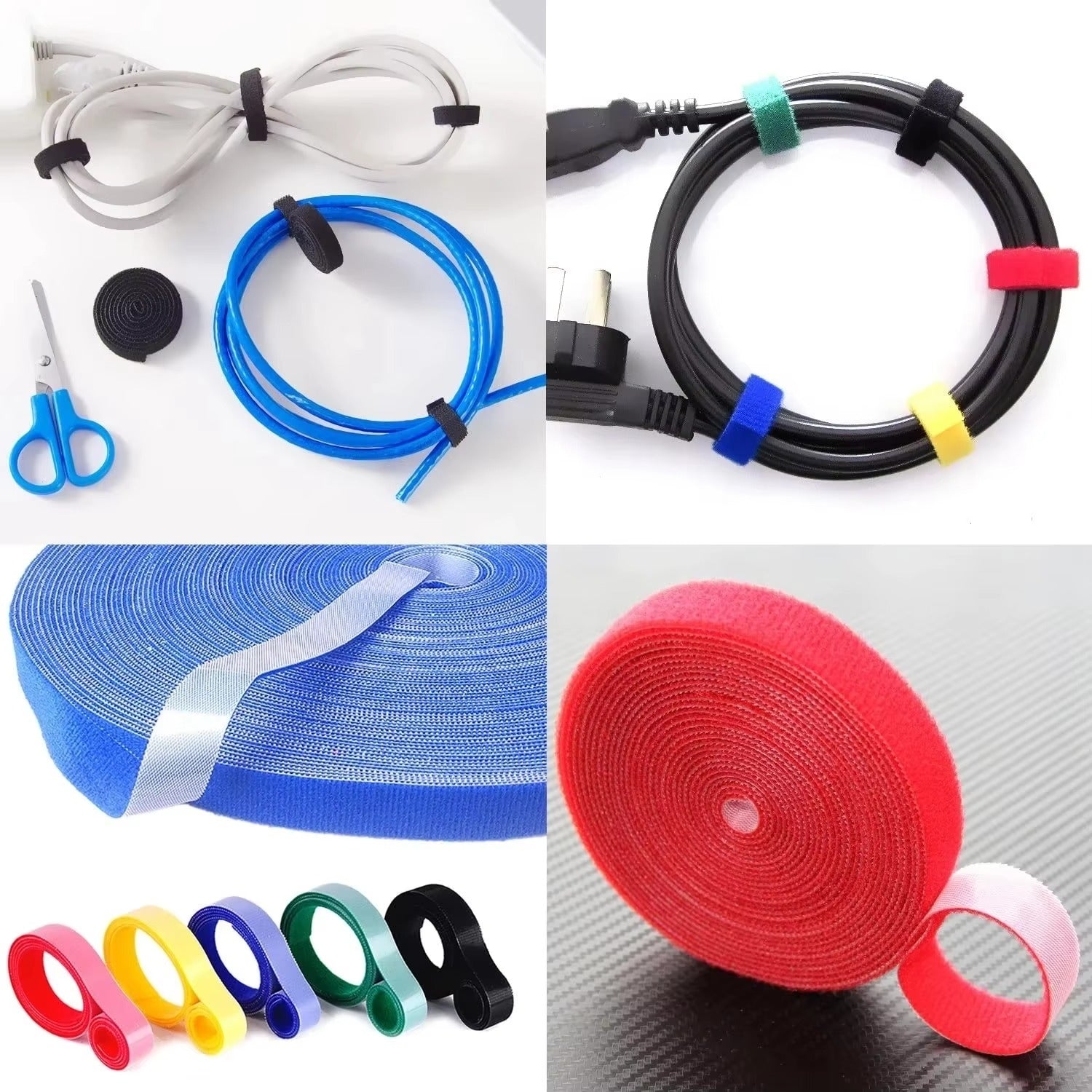 Premium, 1/5M Cable Organizer Tape – Wire Management Winder, Reusable Ties, Protector for iPhone, Headphones, Mouse, Charging