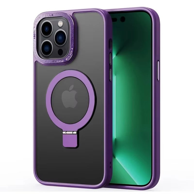High Quality Apple iPhone Case MagSafe Compatible, Camera Lens & Screen Protection, Cover with Aluminum Stand & Metal Lens