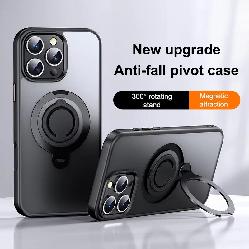 Luxury Apple iPhone Case MagSafe Compatible, Camera Lens & Screen Protection, Cover with 360° Ring Stand & Frosted Finish