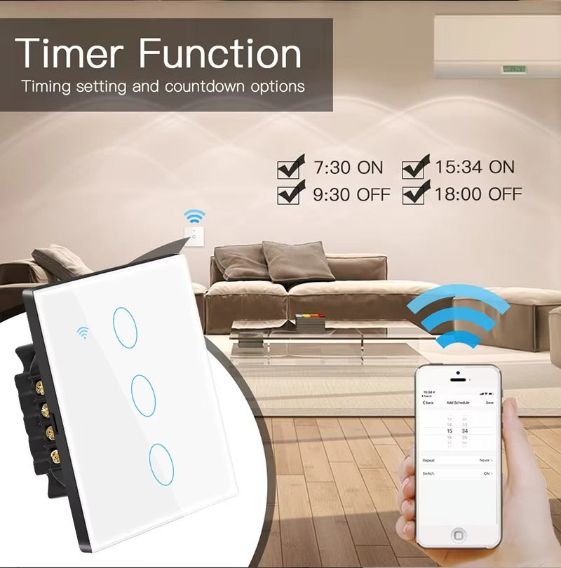 High Quality Smart WiFi Light Switch for iPhone, No Neutral Wire Required, Touch Sensor Wall Switch with App Control