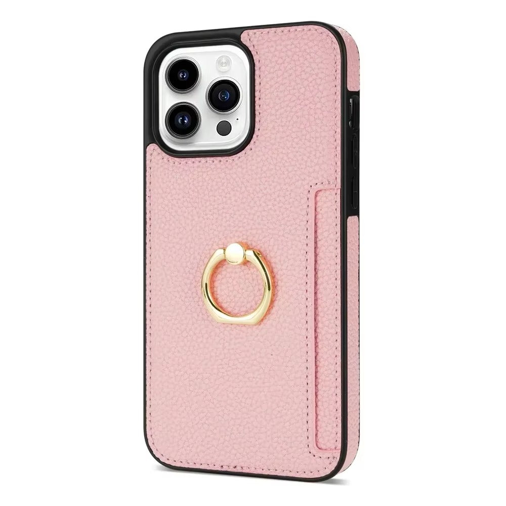 Luxury Card Slot Litchi Leather Apple iPhone Case, MagSafe Compatible, Ultra Thin Magnetic Shockproof Full Cover