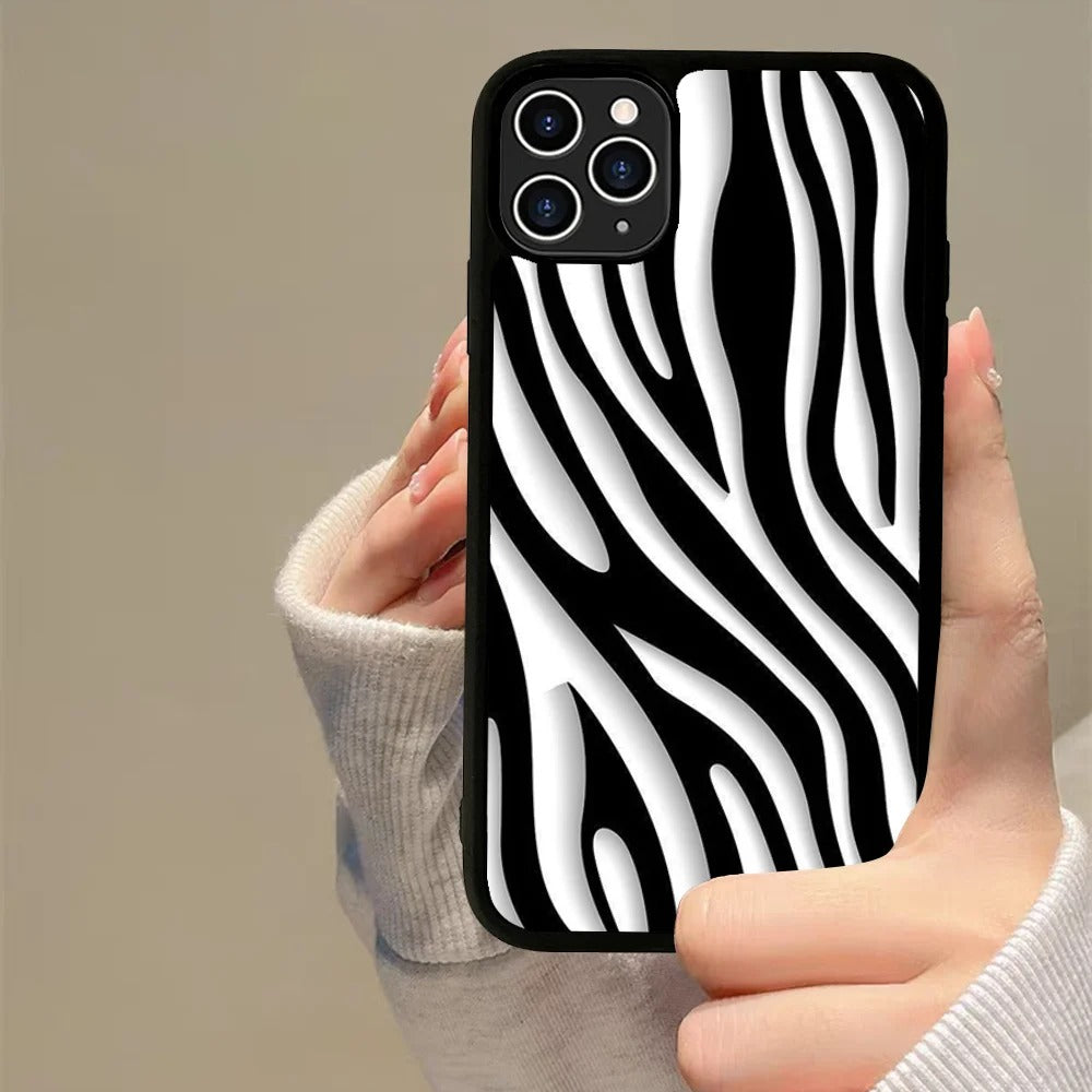 Luxury Zebra Print Apple iPhone Case, MagSafe Compatible, Ultra Thin Magnetic Shockproof Full Protection Cover with Screen Guard and Animal Pattern Style Shell