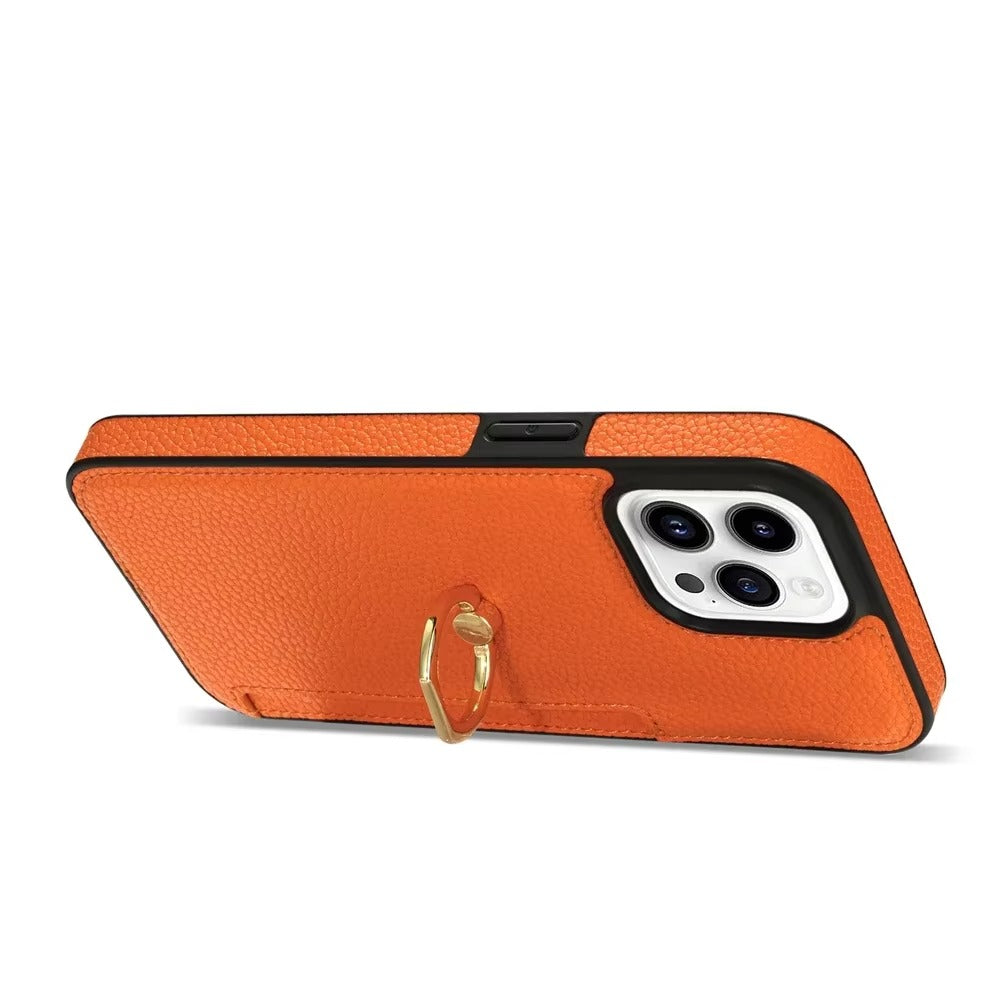 Luxury Card Slot Litchi Leather Apple iPhone Case, MagSafe Compatible, Ultra Thin Magnetic Shockproof Full Cover