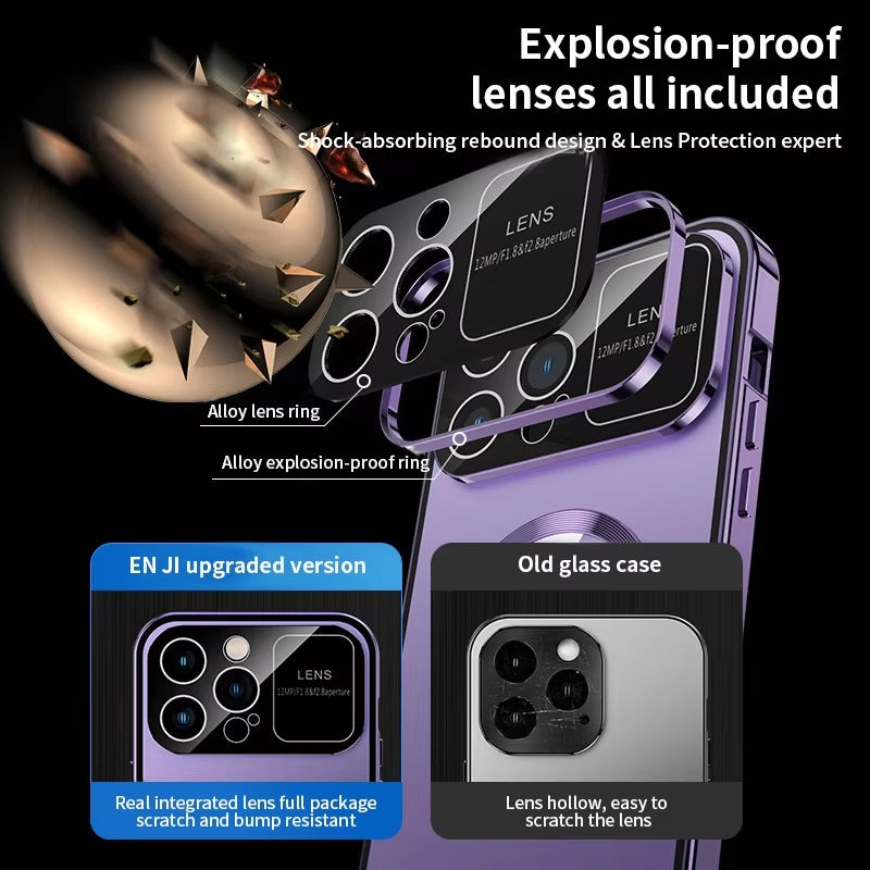 Premium Double Glass Apple iPhone Case, MagSafe Compatible, Ultra Thin Magnetic Shockproof Full Protection