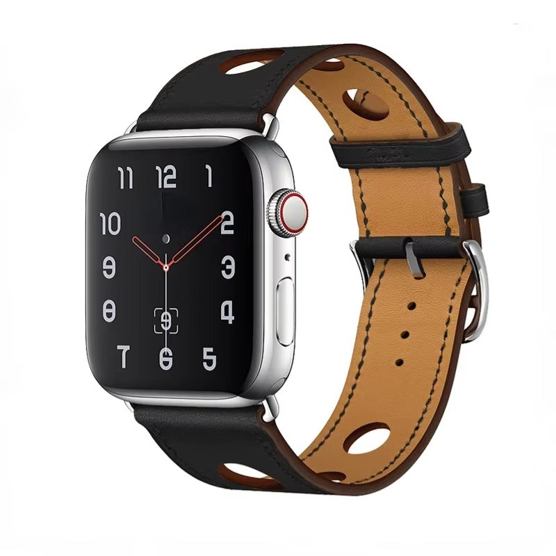 Luxury Genuine Leather Watch Band – Classic, Adjustable, Comfortable Strap for 40mm to 49mm Smartwatches, Men's and Women's