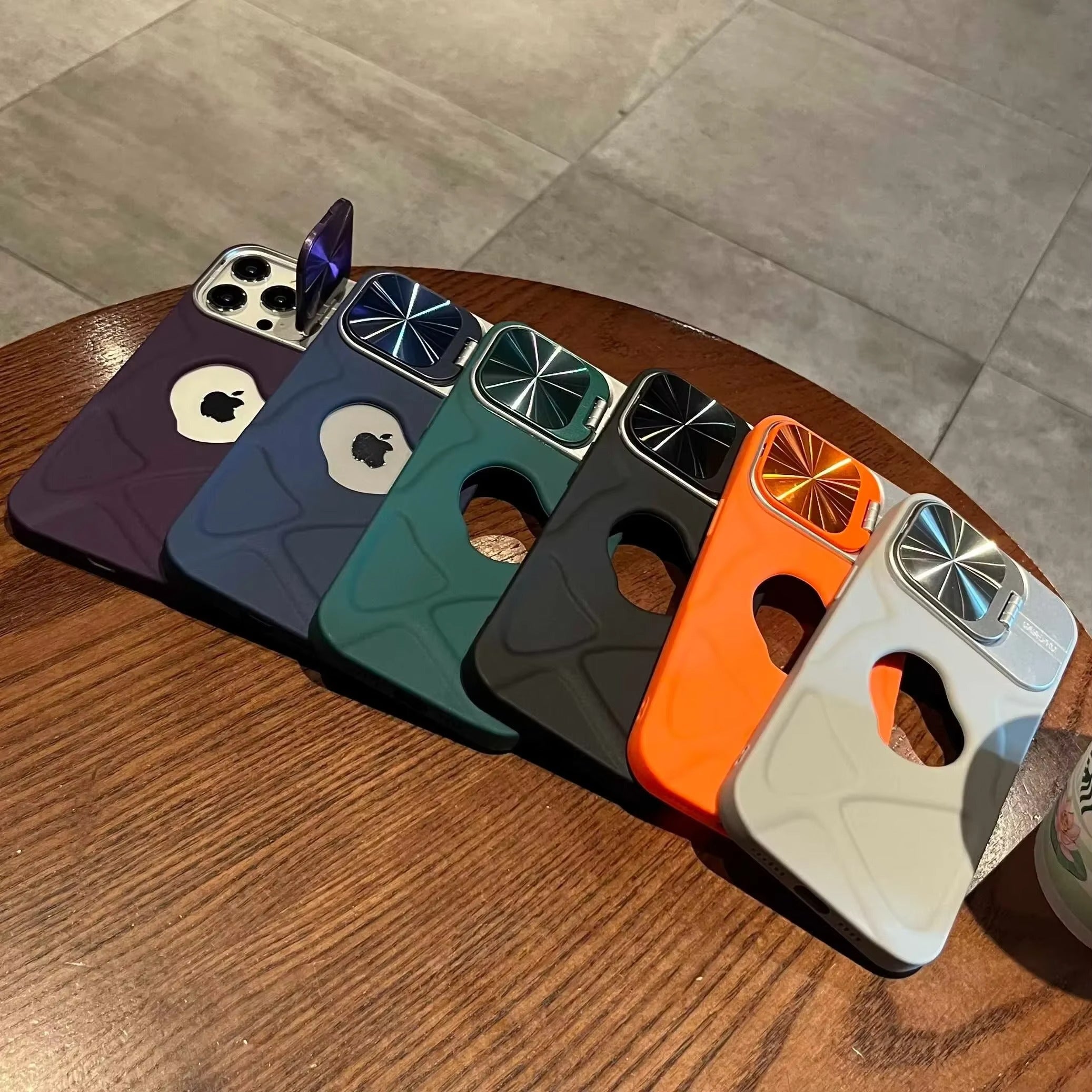 Luxury Apple iPhone Case Ultra Thin Shockproof Magnetic Full All Around Protection Cover with Matte Bracket & Logo Window