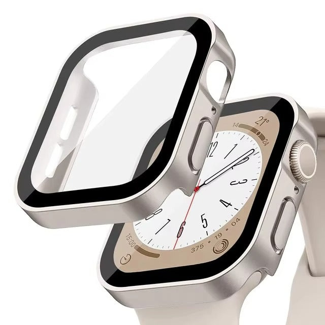 Premium Glass Screen Protector Case – Full Coverage, Straight Edge, Snap-On Protective Cover for 40mm to 49mm Smartwatches
