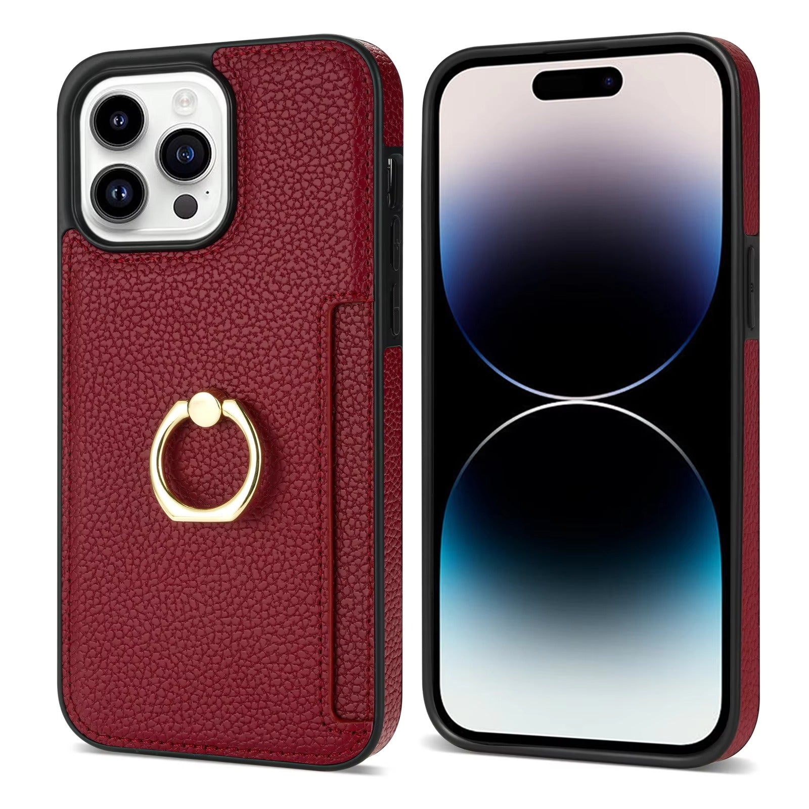 Luxury Card Slot Litchi Leather Apple iPhone Case, MagSafe Compatible, Ultra Thin Magnetic Shockproof Full Cover