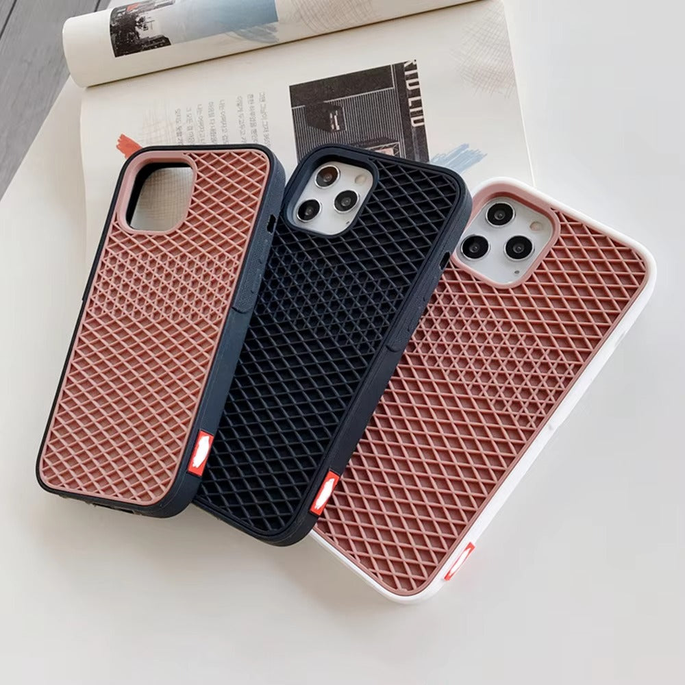 High Quality Apple iPhone Case, MagSafe Compatible, Camera Lens & Screen Protection, Ultra Thin, Shockproof, Magnetic Full All Around Cover – Waffle Shoe Sole Style Silicone Case with Grippy Back Design