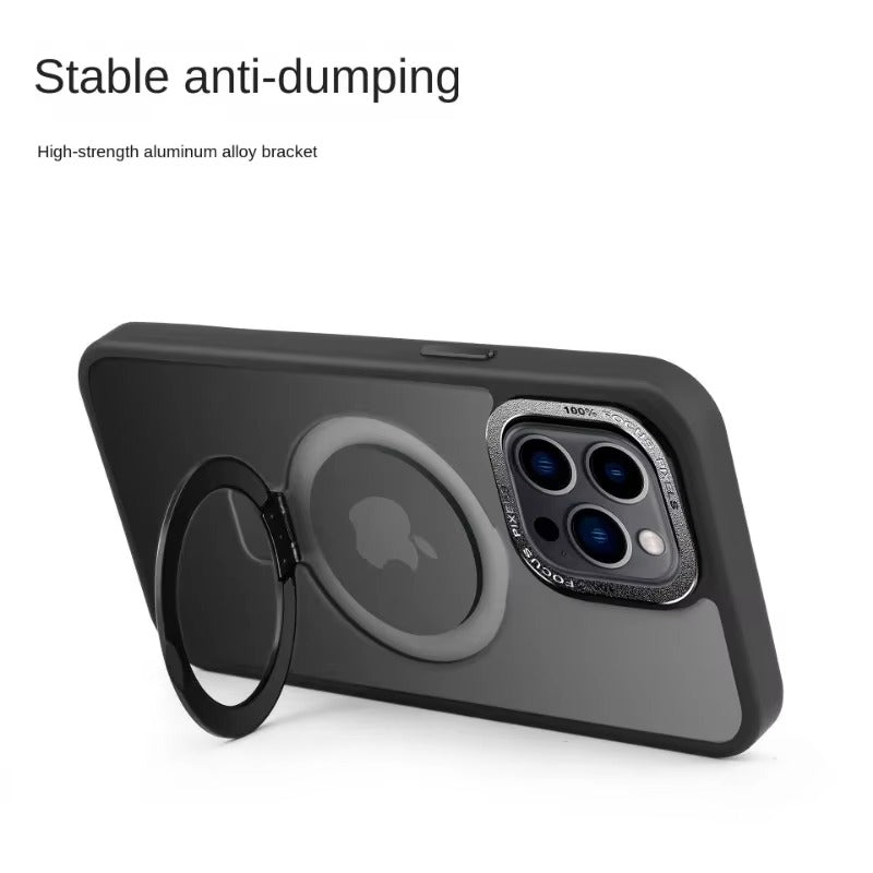High Quality Apple iPhone Case MagSafe Compatible, Camera Lens & Screen Protection, Cover with Aluminum Stand & Metal Lens
