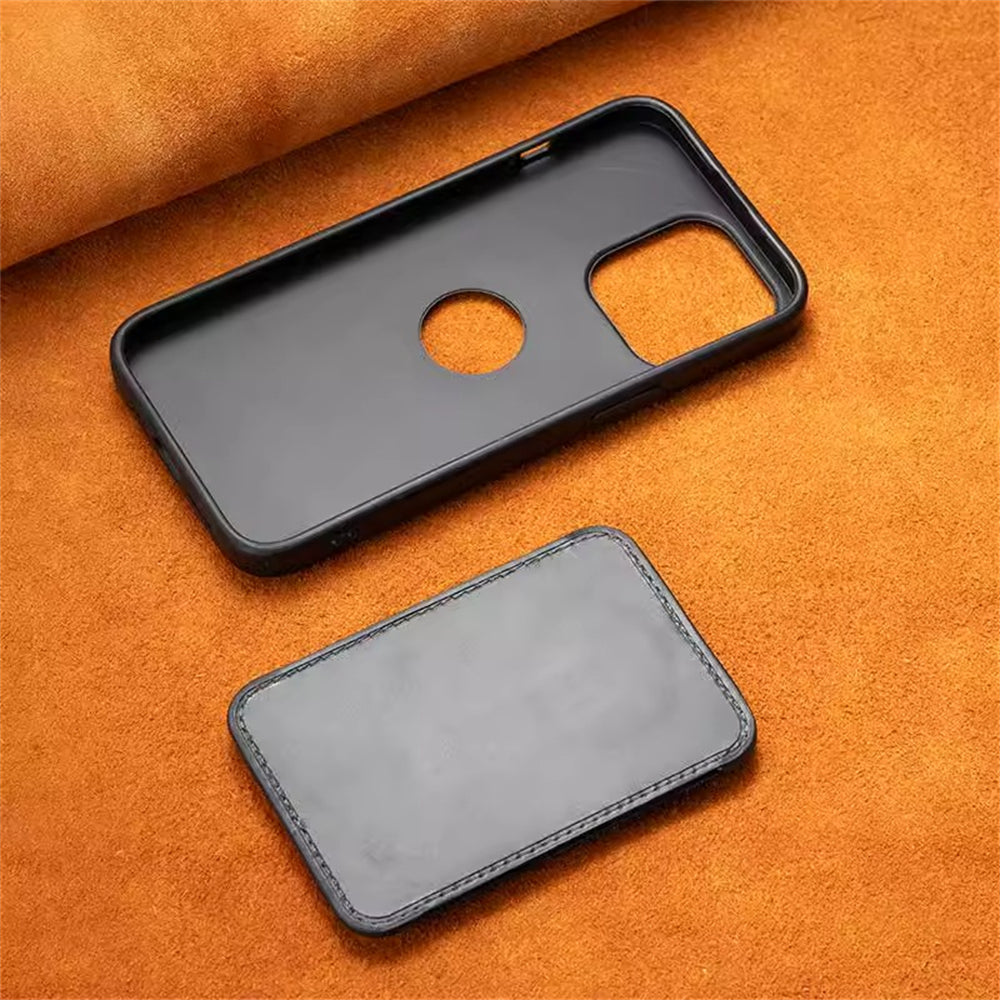 Luxury Detachable Wallet Leather iPhone Case – Magnetic Card Slot, Shockproof Protection, Hollow Logo Back Cover, Premium Design for iPhone Models