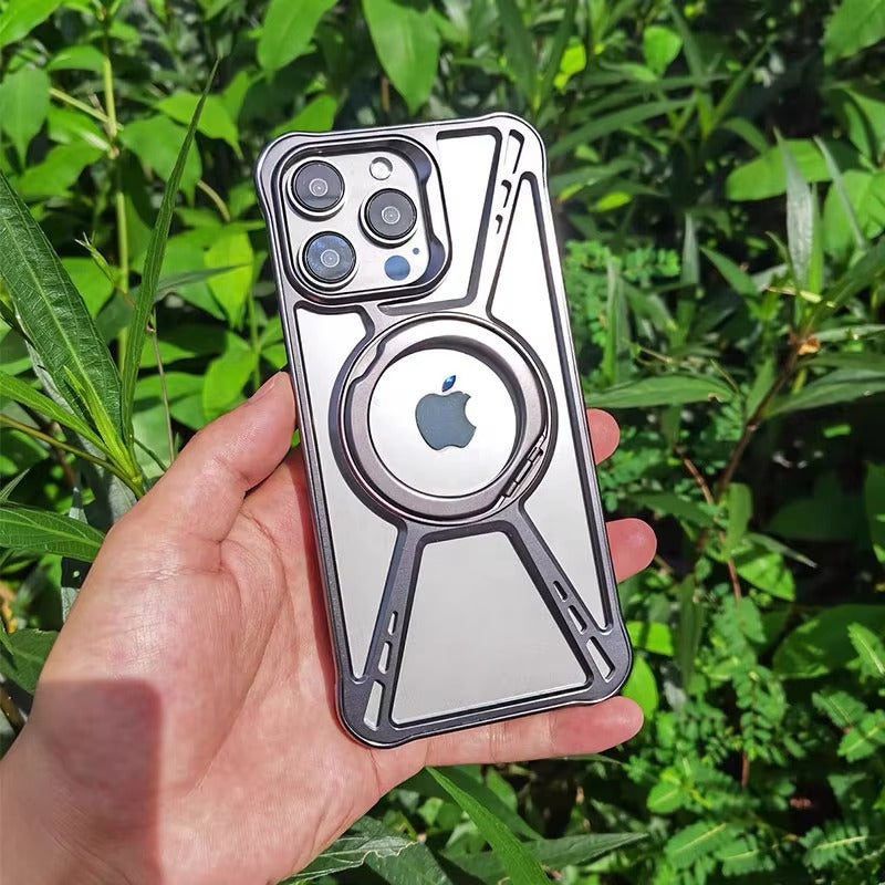 High Quality Apple iPhone Case, MagSafe Compatible, Camera Lens & Screen Protection, Ultra Thin, Shockproof, Magnetic Full All Around Cover – Aluminum Alloy Anti-Fall Case with Invisible Bracket & Metal Frame Design