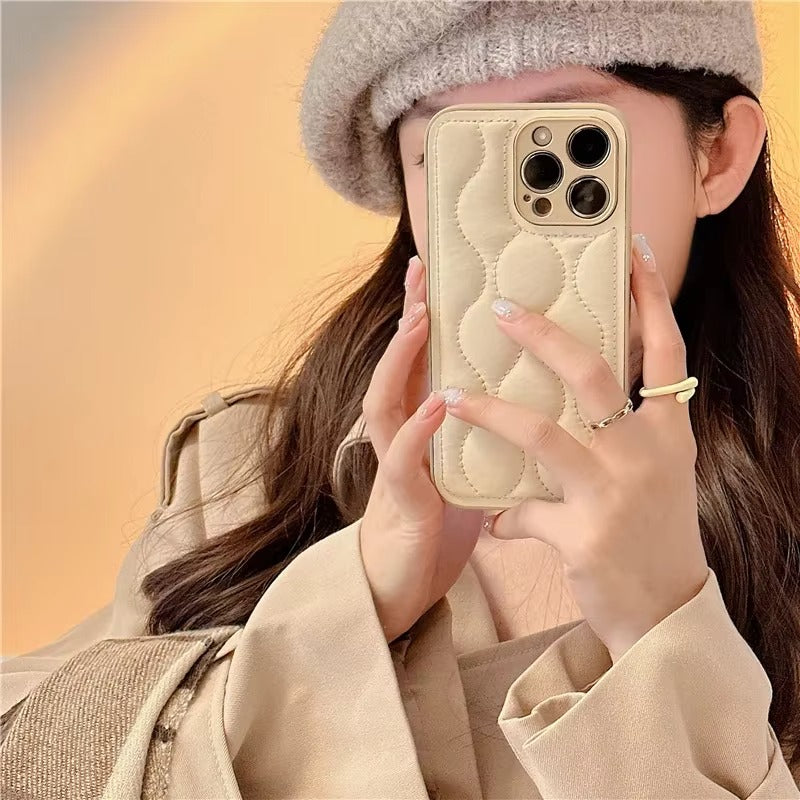 Luxury 3D Texture Apple iPhone Case, MagSafe Compatible, Ultra Thin Magnetic with Solid Color Silicone Bumper and Wavy Design