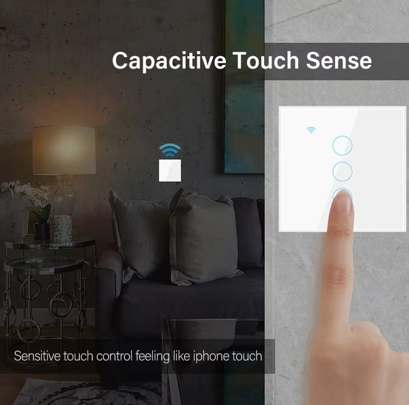 High Quality Smart WiFi Light Switch for iPhone, No Neutral Wire Required, Touch Sensor Wall Switch with App Control