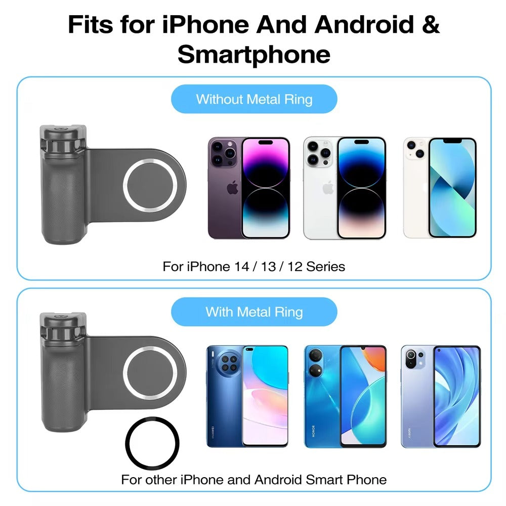 High Quality Magnetic MagSafe Phone Grip – Bluetooth Shutter Remote, Compatible with Apple iPhone and iOS Devices