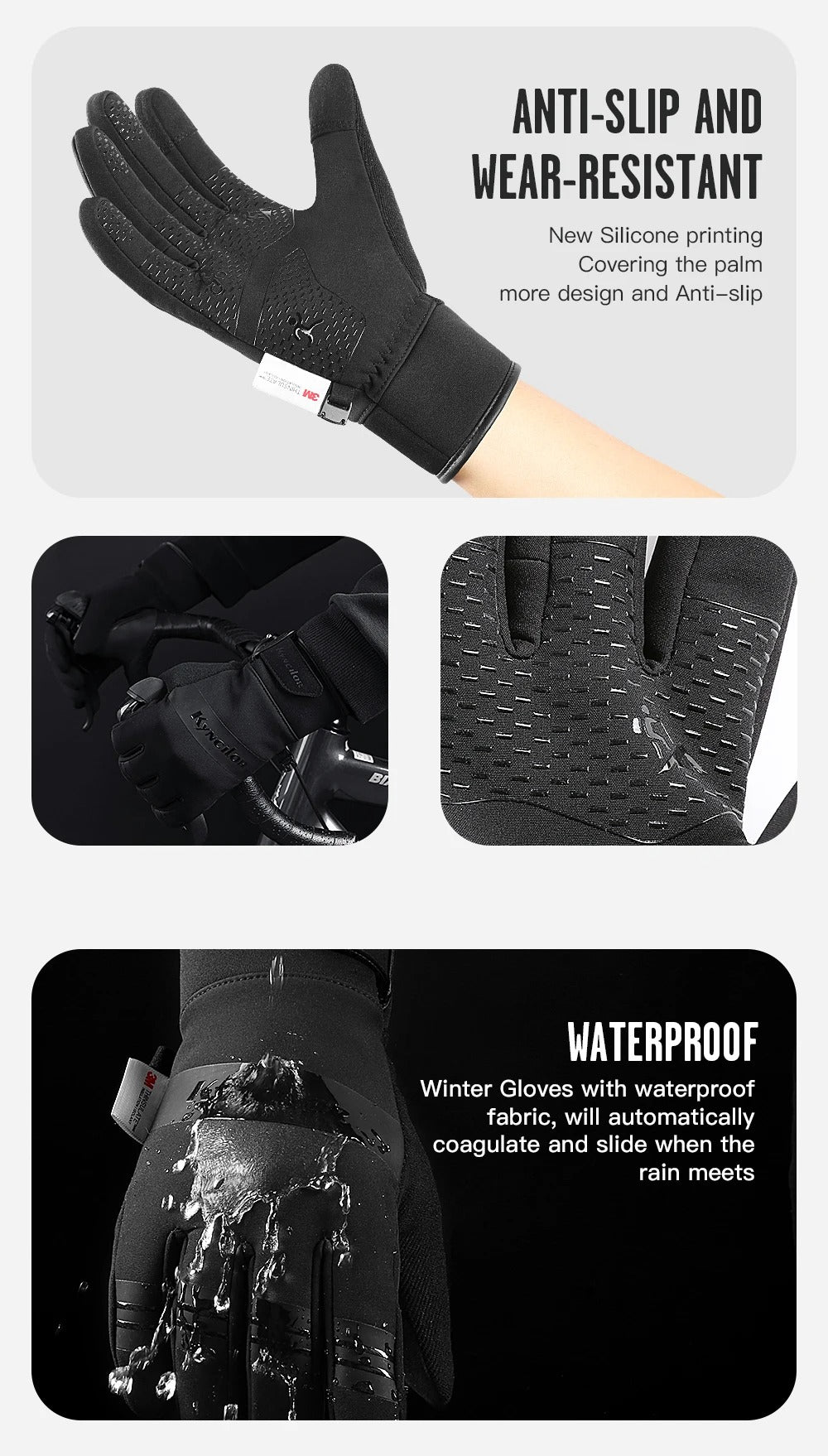 High Performance Winter Cycling Gloves – Waterproof Touchscreen Thermal Gloves, Windproof, Anti-Slip Grip, 3M Insulated, Unisex Sports Riding Gloves S-XL