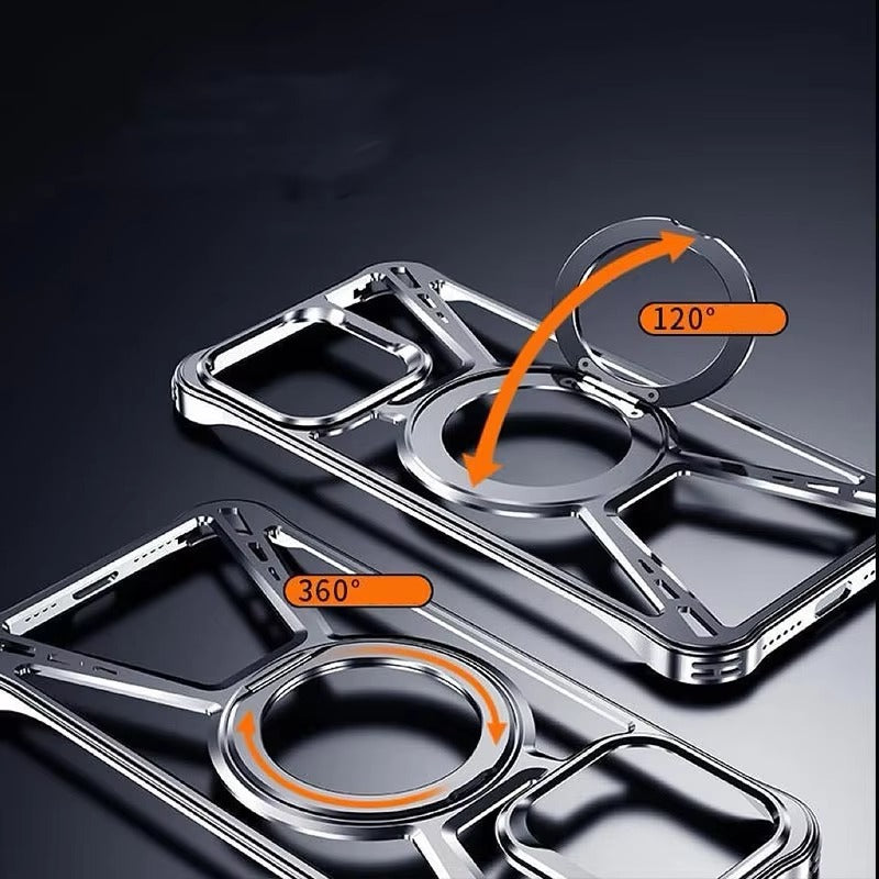 High Quality Apple iPhone Case, MagSafe Compatible, Camera Lens & Screen Protection, Ultra Thin, Shockproof, Magnetic Full All Around Cover – Aluminum Alloy Anti-Fall Case with Invisible Bracket & Metal Frame Design