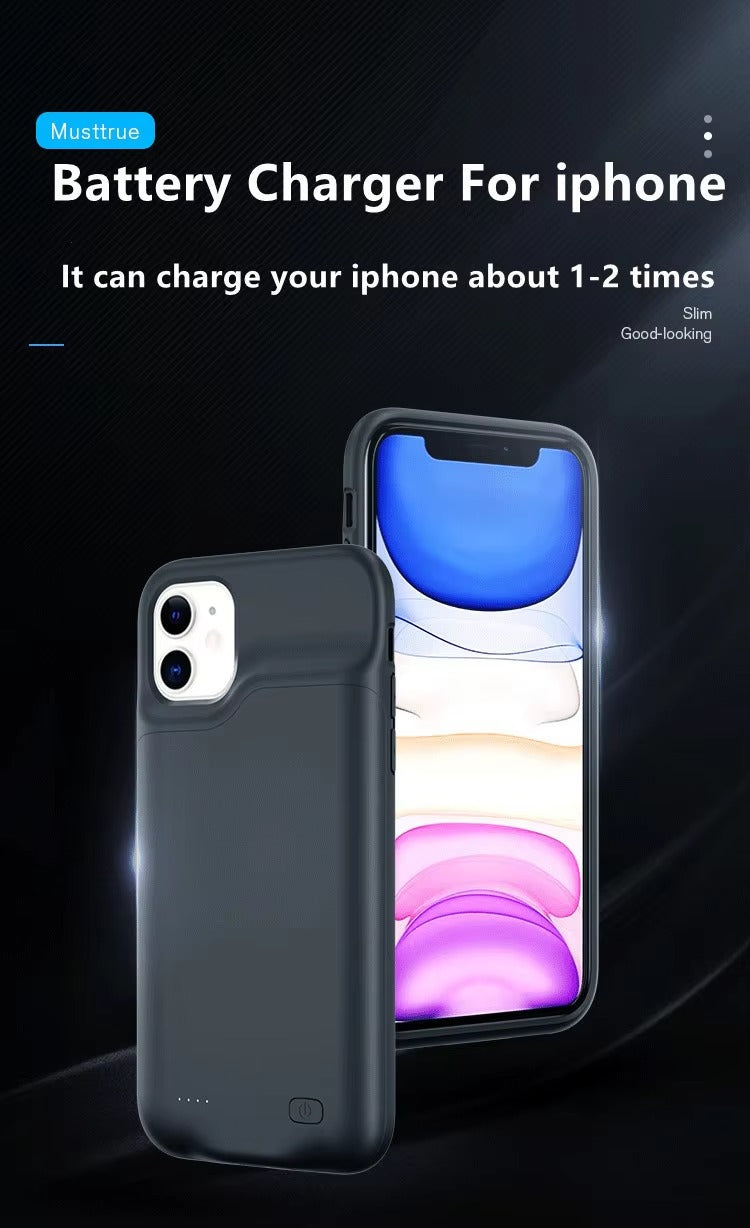 Hochkapazitäts-Apple-iPhone-Hülle, MagSafe-kompatibel, Kameraobjektiv- und Bildschirmschutz, ultradünne stoßfeste magnetische Rundumschutz-Ladehülle mit integriertem Akku