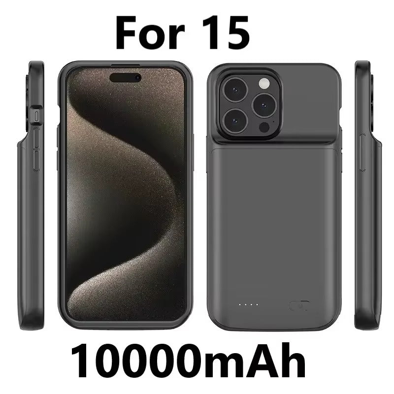 Robuste Apple iPhone Hülle, MagSafe-kompatibel, Kameraobjektiv- und Bildschirmschutz, ultradünne stoßfeste magnetische Rundumschutzabdeckung mit 10000mAh Batterieladegerät